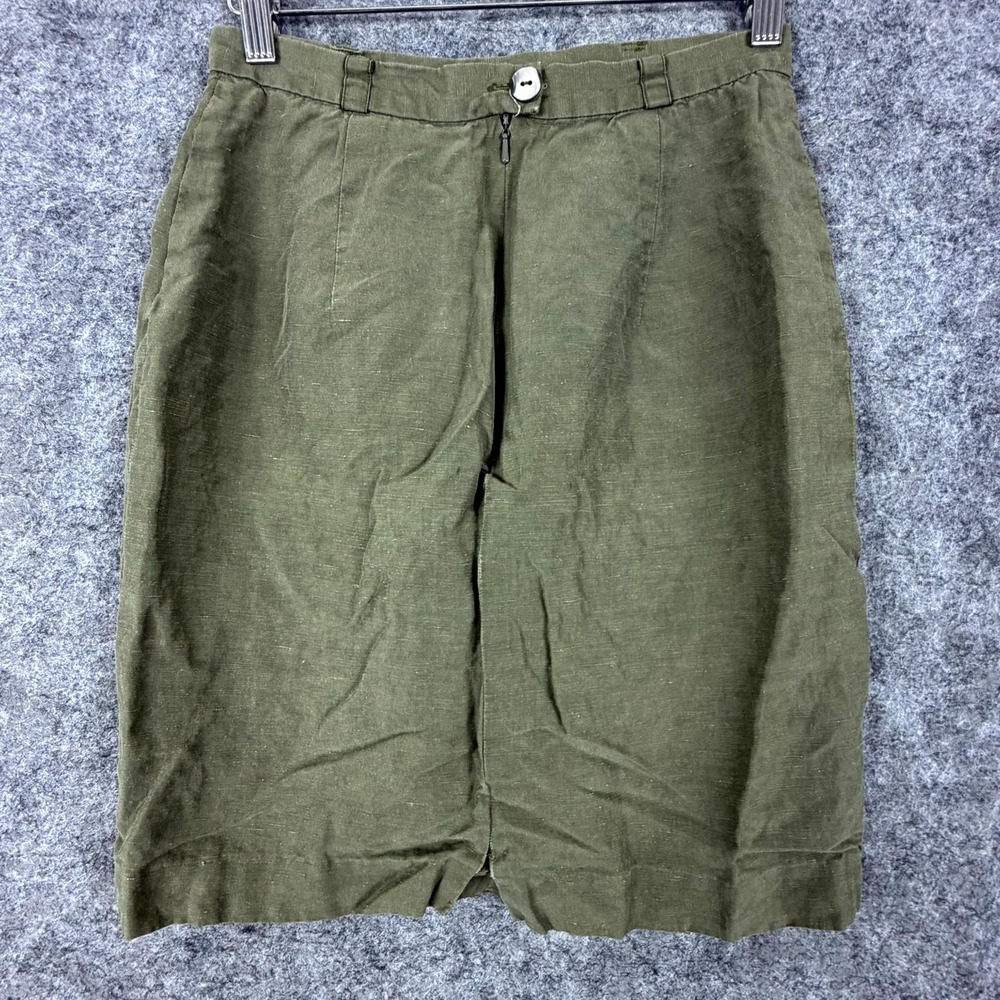 Vintage Olsen Collection Casual Skirt Womens 6 Olive Green Linen Flax Hiking